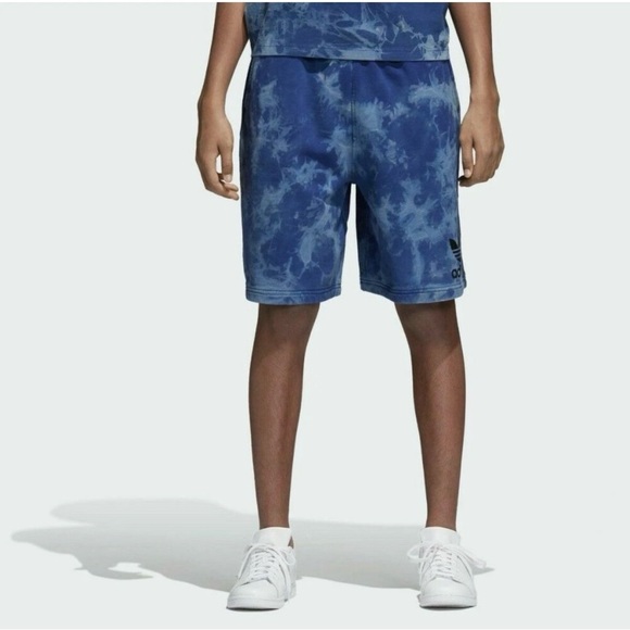 adidas Other - Adidas Originals Blue Legend Ink Tie Dye Elastic Waist Thick Shorts Small